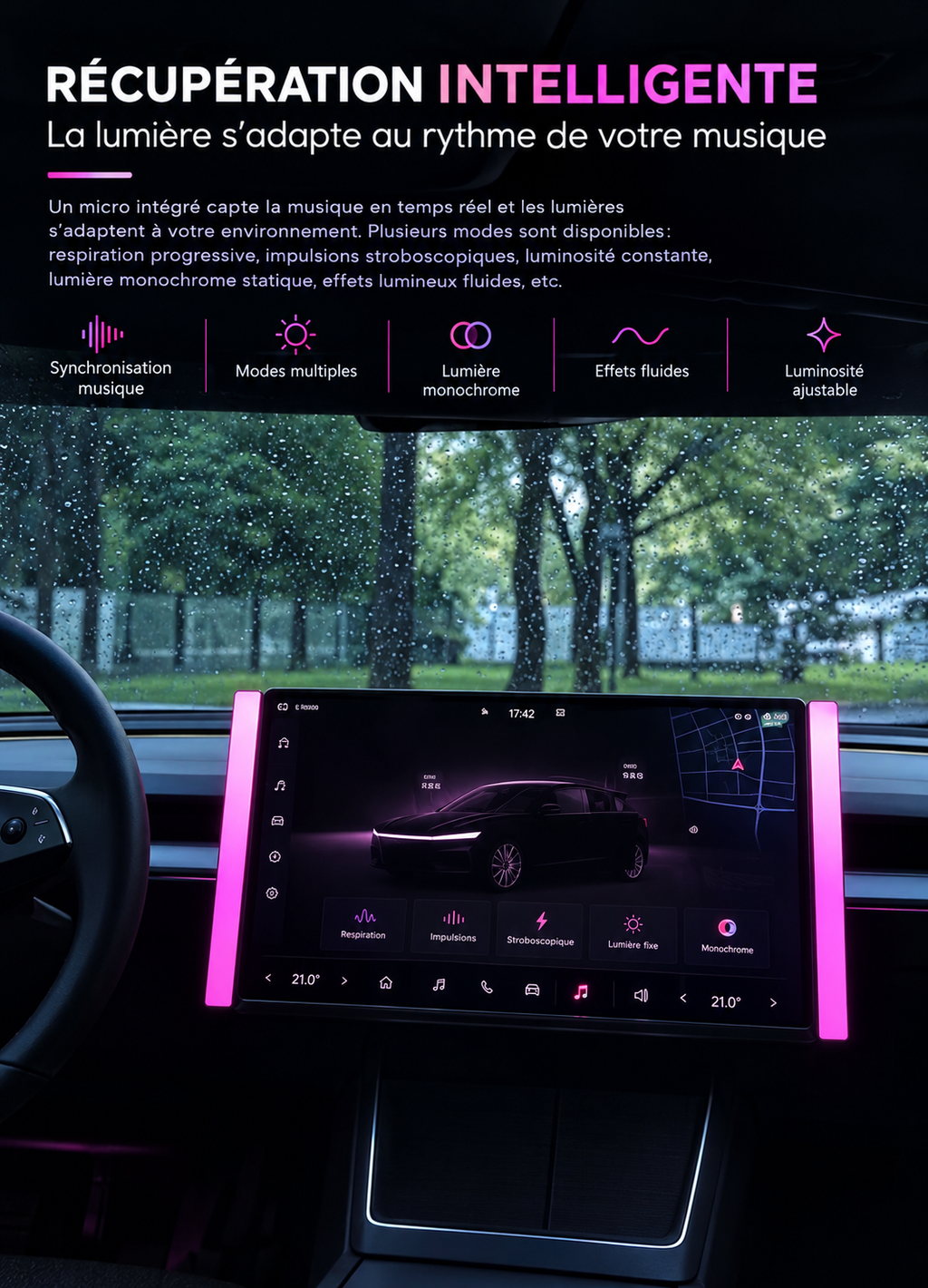 Barre lumineuse d’intérieur pour Tesla Model 3 et Model Y